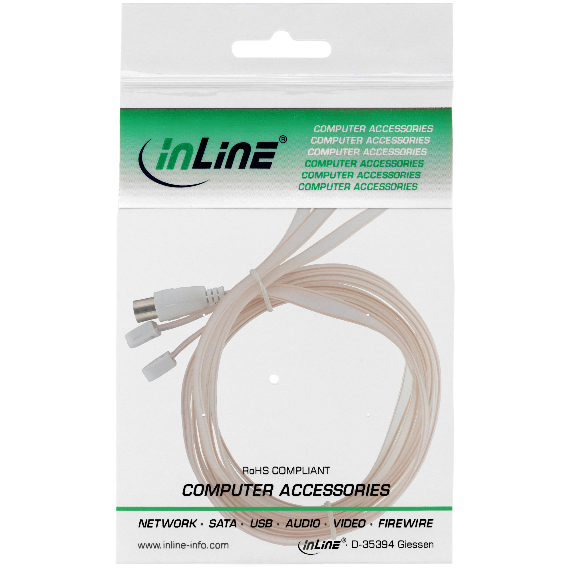 InLine Wurfantenne Dipol für UKW mit IEC-Kupplung 75 Ohm Weiß