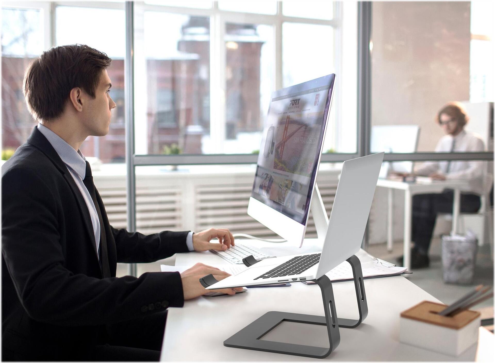 Port Designs PORT Connect Ergonomischer Notebook-Ständer 10"–15.6" Aluminium Schwarz