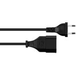 Euro-Verlängerung Euro-Stecker Typ C (gerade) an Euro-Buchse (gerade), schwarz, 0,75 mmÂ², 0,5 m, Goo (P0300-S005)