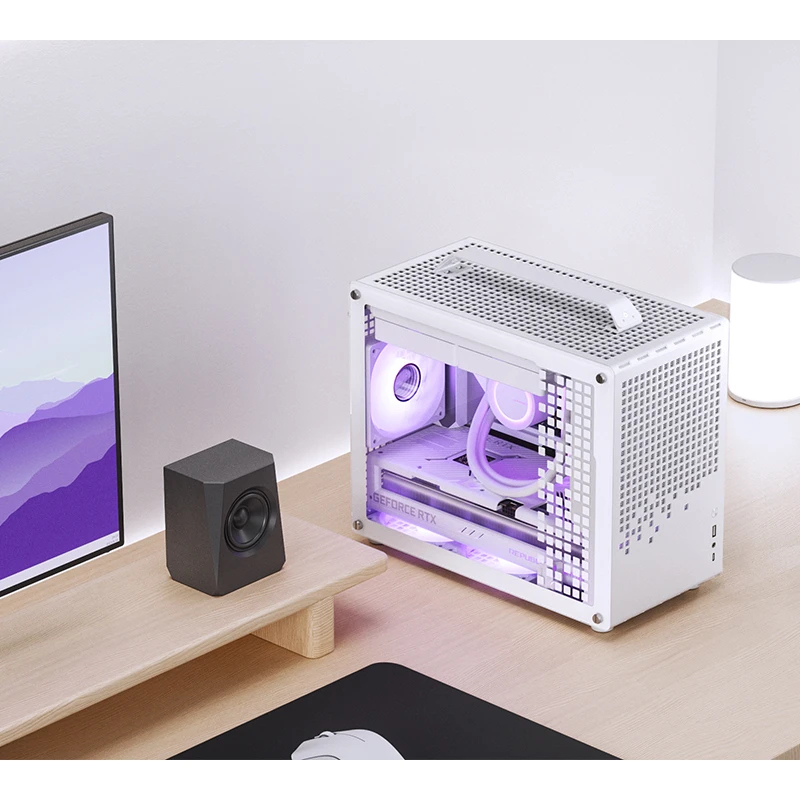 Jonsplus Z20 Micro-ATX Gehäuse Mini Tower mit Tragegriff, Weiß