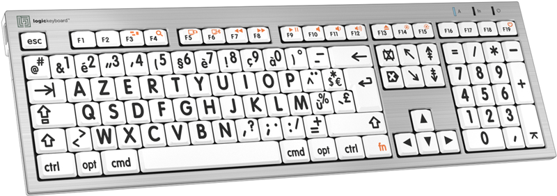 Logickeyboard ALBA Tastatur USB AZERTY Französisch Silber (LKB-LPRNTBW-CWMU-FR)