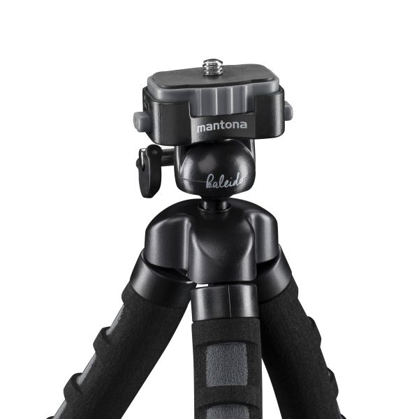 mantona kaleido Flex Mini-Flexstativ 27 cm mit 360° Kugelkopf Schwarz, Grau