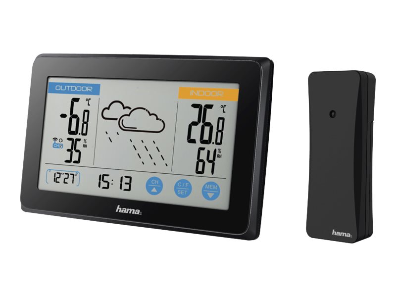 Hama Touch Wetterstation Kabellos LED Schwarz