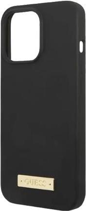 GUESS Hard Cover Silicone Logo Plate MagSafe Black, for iPhone 13 Pro, GUHMP13LSPLK (GUHMP13LSPLK)