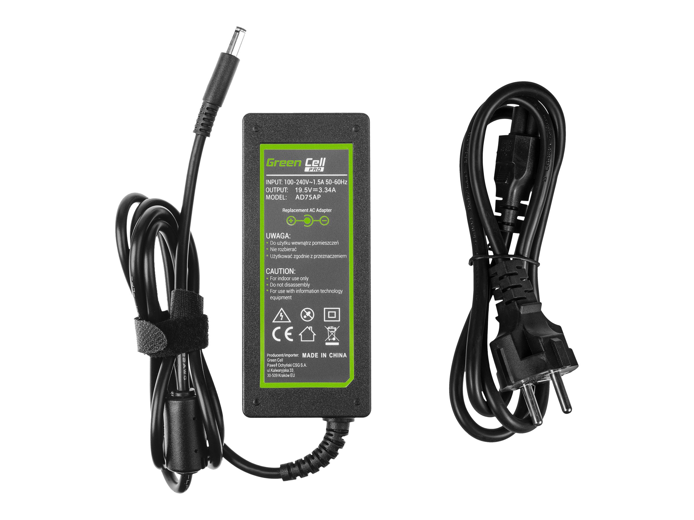 Green Cell PRO AD75AP Notebook-Netzteil 65 W Schwarz