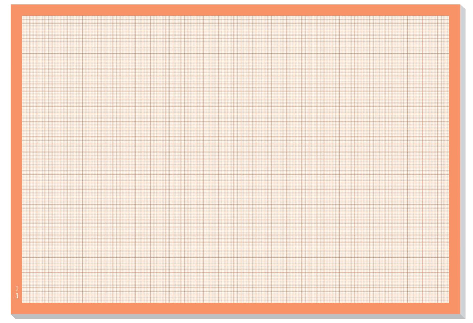 Sigel HO270 Papier-Schreibtischunterlage Graph Millimeterpapier Orange/Weiß 59,5x41cm