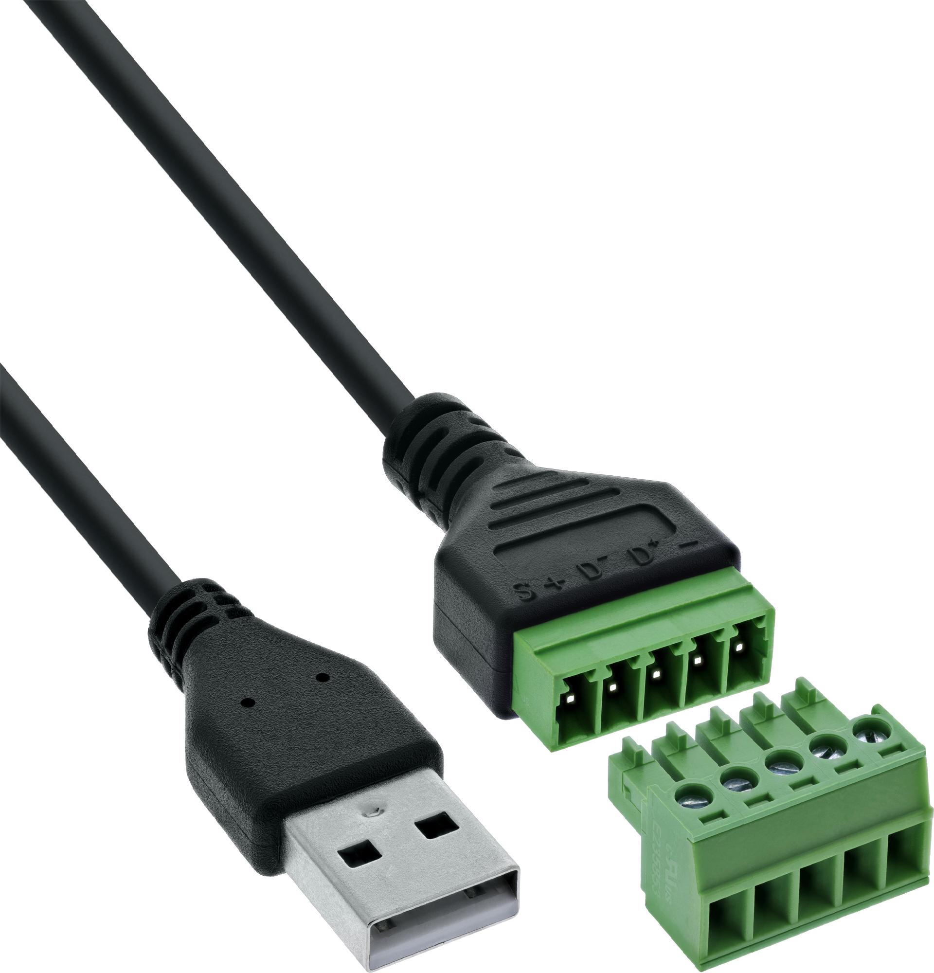 InLine USB-A Stecker an Terminalblock (92504G)