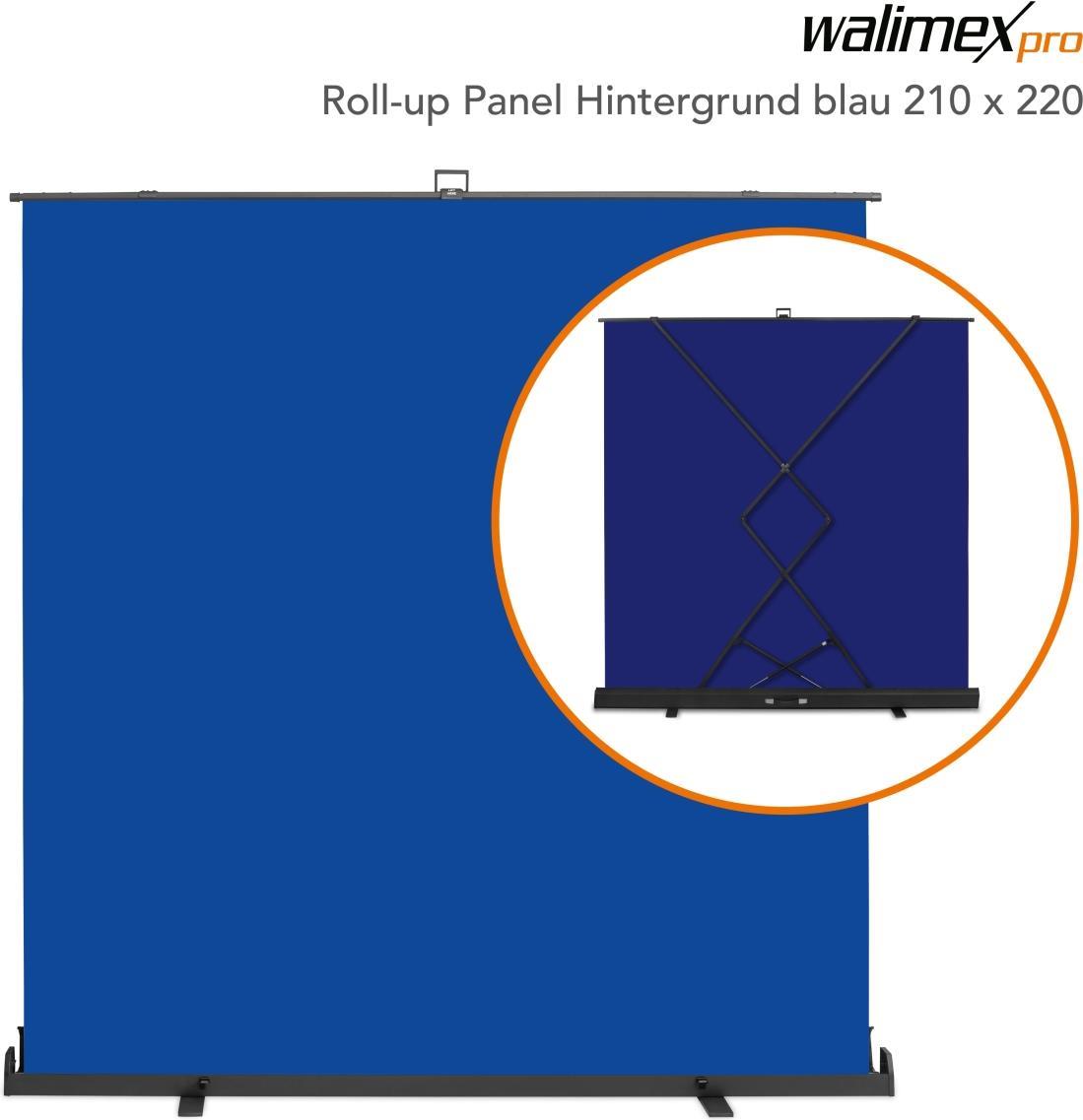 WALSER walimex pro Roll-up Panel Hintergrund 210x220cm blau (23213)