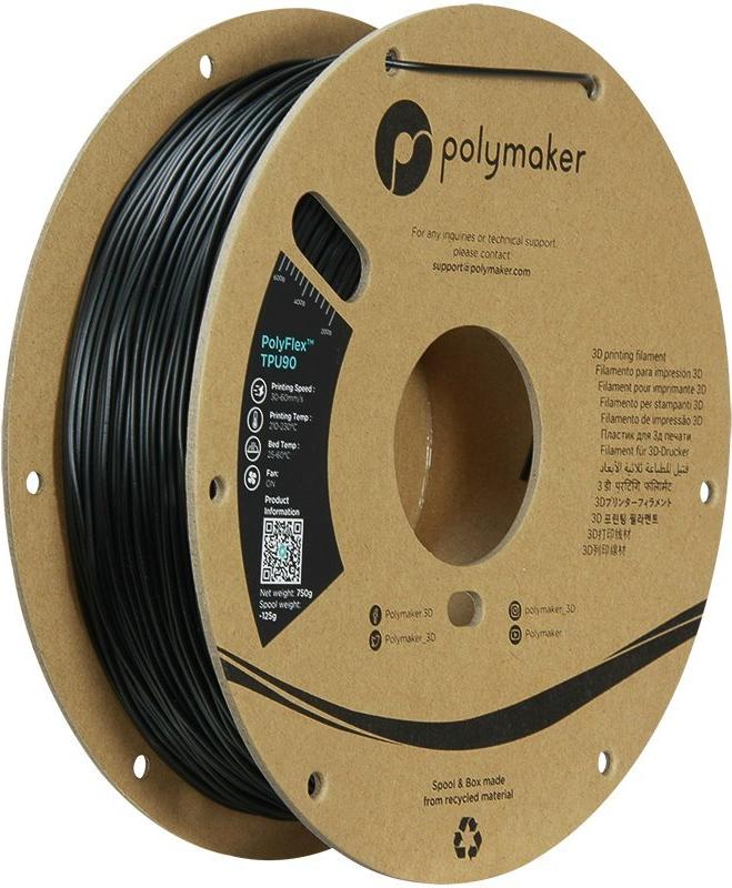Polymaker PD02001 TPU90 Filament TPU flexibel 1.75 mm 750 g Schwarz PolyFlex 1 St. (PD02001)
