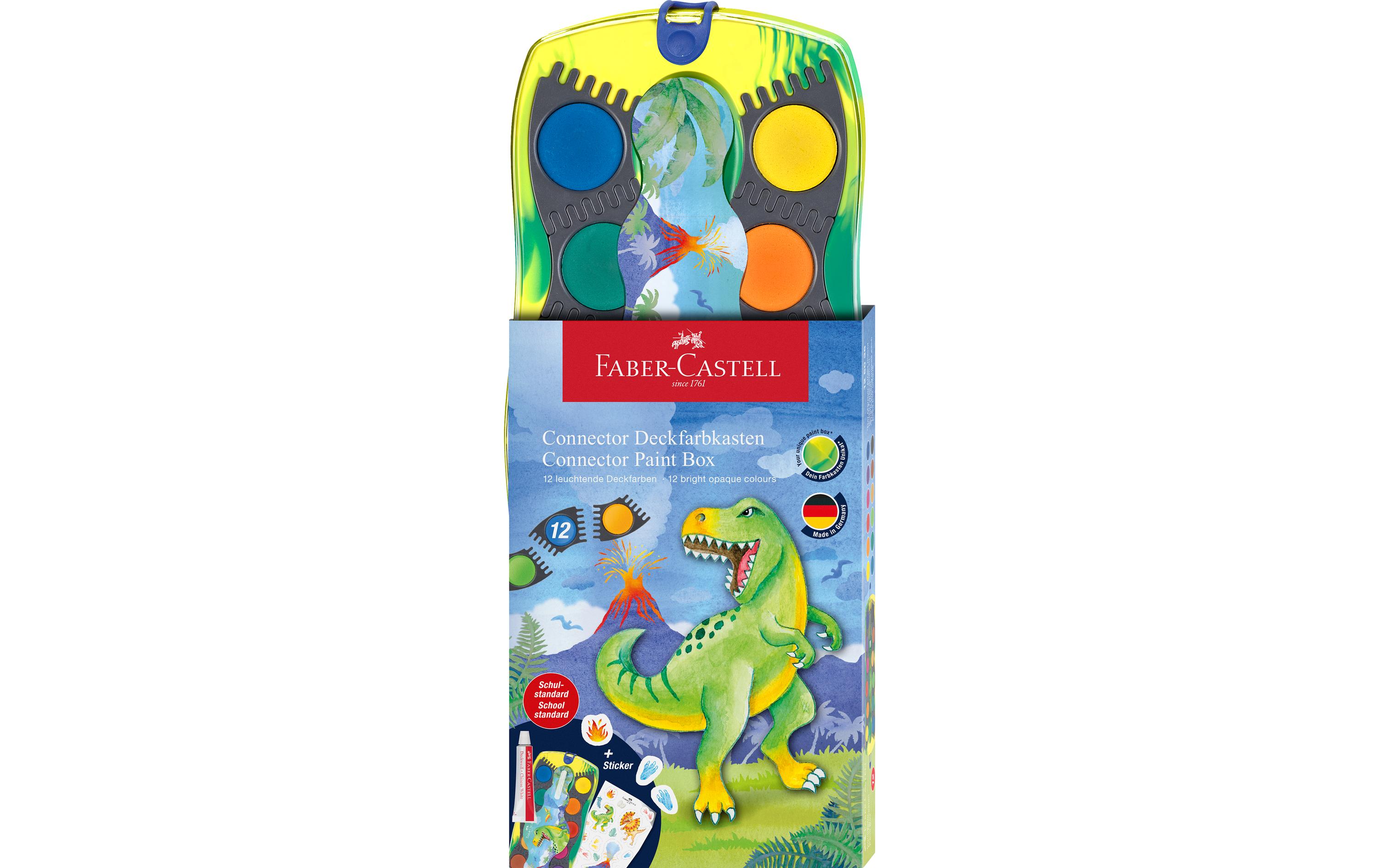 Faber-Castell Dino Connector 12 Wasserfarbkasten 12 Farben inkl. Deckweiß Mehrfarbig