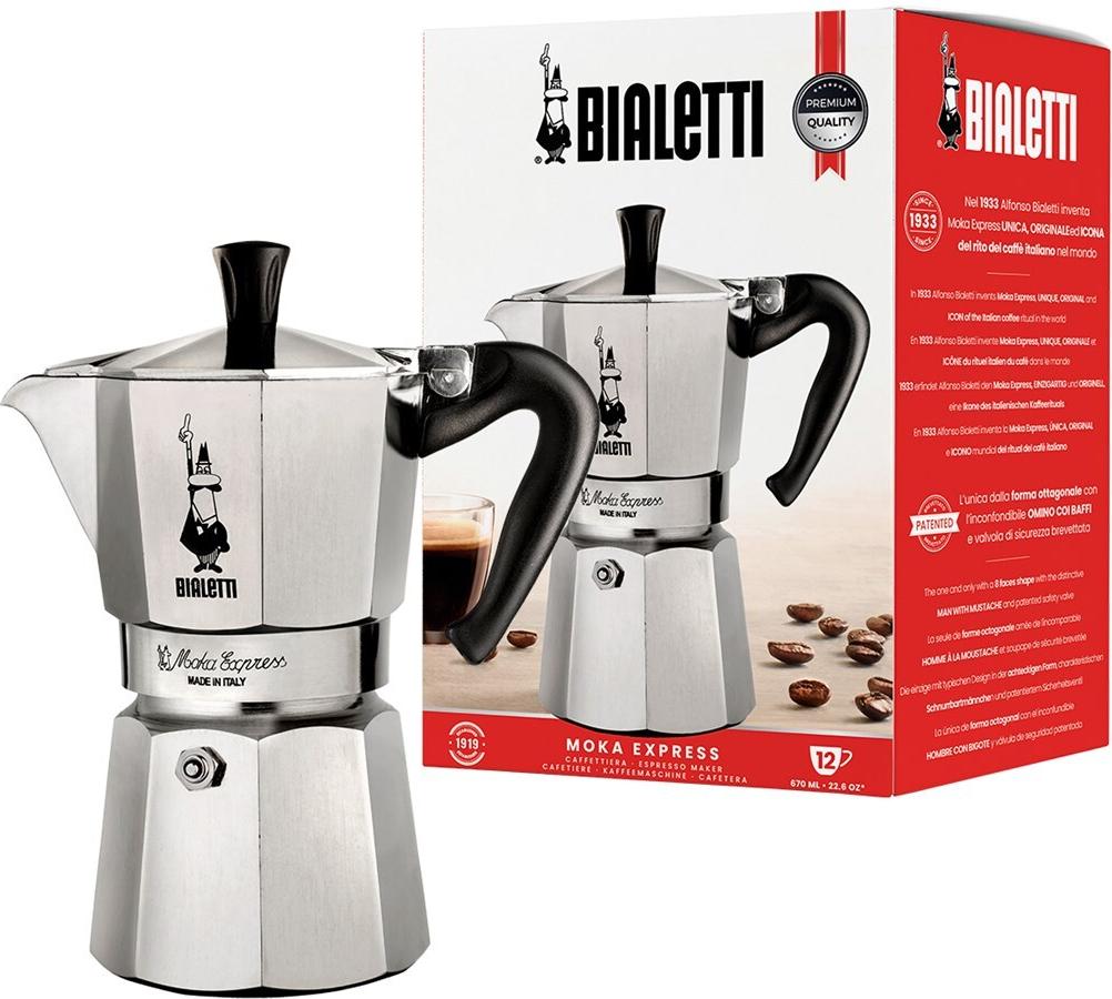 Bialetti Moka Express Espressokocher 12 Tassen 0,775 l Aluminium, Schwarz