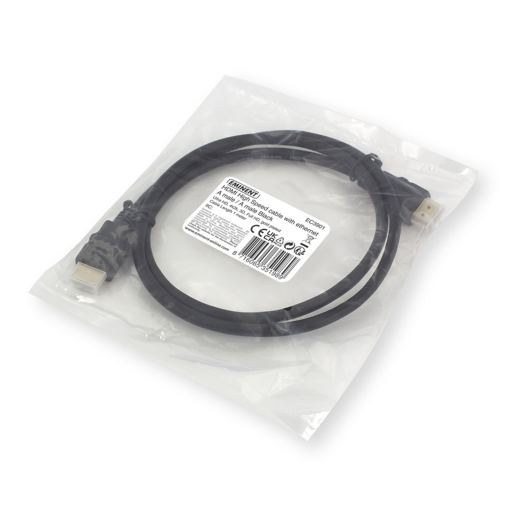 Ewent EC3901 HDMI-Kabel mit Ethernet 1 m Schwarz