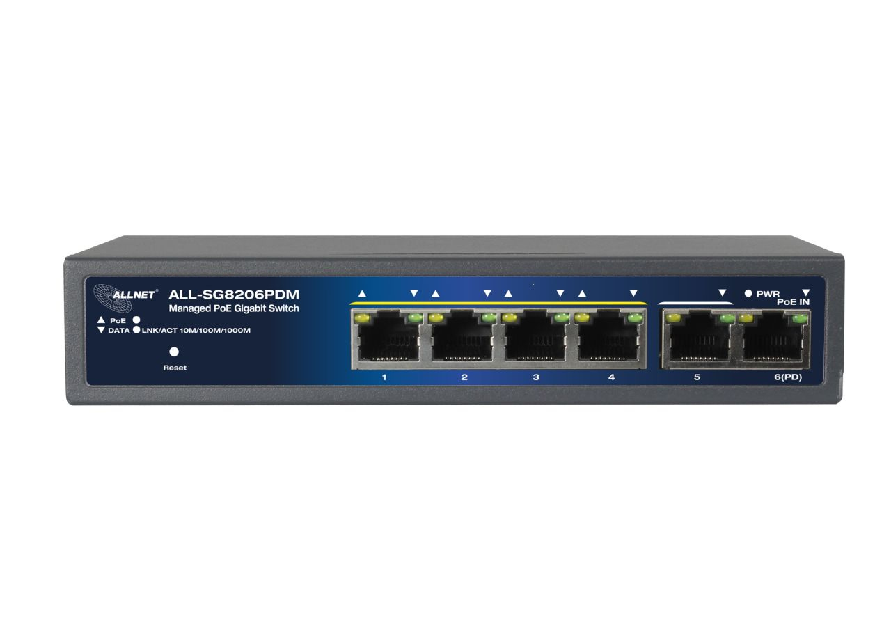 ALLNET ALL-SG8206PDM Managed Gigabit Switch 6 Port 95W PoE Schwarz