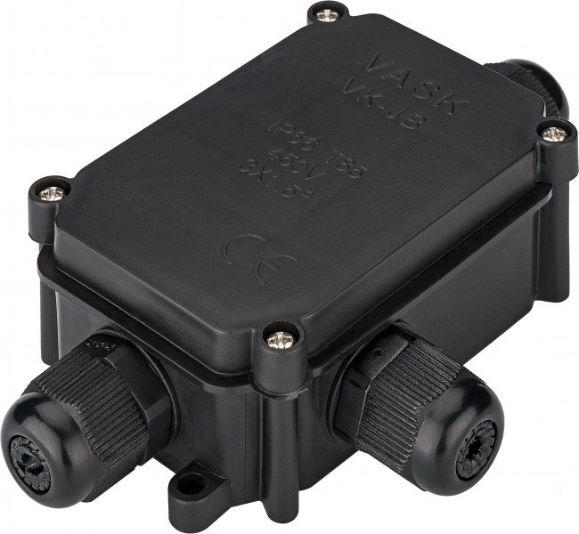 Wentronic Goobay IP-66 Schutzbox für Lüsterklemmen PG9, Schwarz - zum sicheren Verbinden von 3 Kabeln (56660)