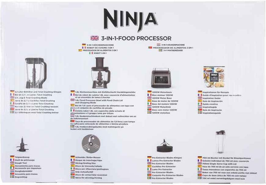 Ninja with Auto-iQ BN800EU 3-in-1-Küchenmaschine 1200 W Schwarz/silber