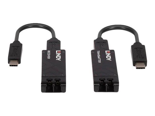 Lindy 43312 USB 3.2 Gen 2 Glasfaser-Extender 100 m Schwarz