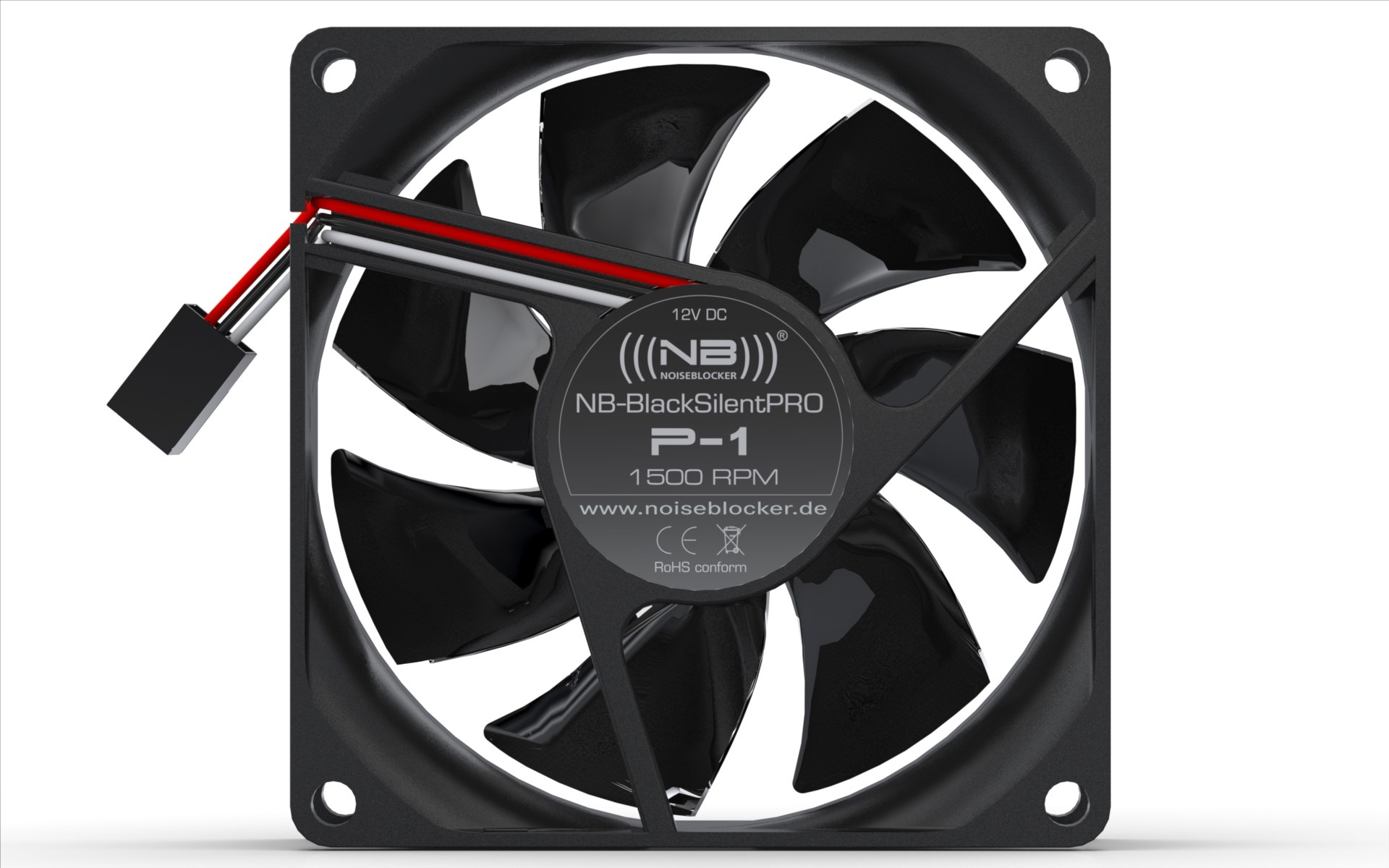 Noiseblocker BlackSilentPRO P-1 80x80x25 mm Gehäuselüfter Schwarz