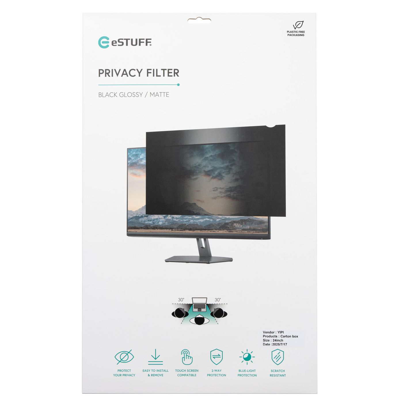 eSTUFF Blickschutzfilter 55" 16:9 Schwarz
