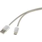 Renkforce USB 2.0 Anschlusskabel [1x USB 2.0 Stecker A - 1x USB-C™ Stecker] 0.5 m Silber Kabelmantel aus rostfreiem Stah (RF-4888674)