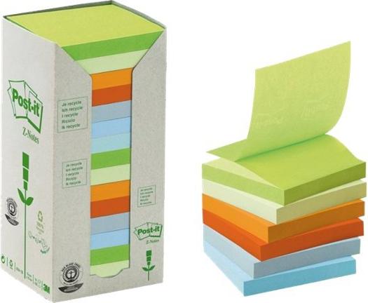 Post-it® Recycling Z-Notes Haftnotizen farbsortiert, 16 Blöcke (R330-1RPT)