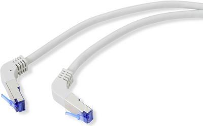 Renkforce RF-4892474 RJ45 Netzwerkkabel, Patchkabel CAT 6a S/FTP 1.00 m Grau (RAL 7035) 90° nach unten gewinkelt 1 St. (RF-4892474)