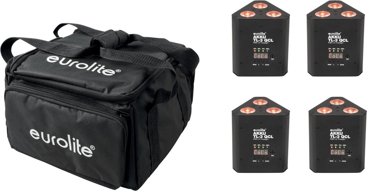 EUROLITE Set 4x AKKU TL-3 QCL RGB+UV Trusslight + SB-4 Soft-Bag (20000852)