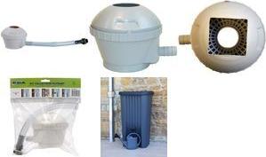 EDA Regensammler-Set für Regentonnen, grau Regensammler mit Filter und Überlaufstopp, - 1 Stück (010916 G SX10)