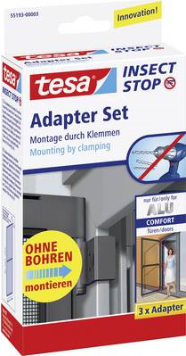 tesa 55193-03 Adapter Alu Comfort Fliegengitter Adapter-Set Passend für Marke Fliegengitter 3 St. (55193-03)