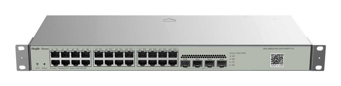 Ruijie Reyee RG-NBS3100-24GT4SFP-V2 L2 Managed Switch, 24x Gigabit RJ-45, 4x SFP, Metallisch