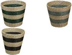 NHG Aufbewahrungskorb VESTER S, aus Seegras, rund handgefertigt, Farbe: natur, mit schwarzem Streifendesign, - 1 Stück (53460800)