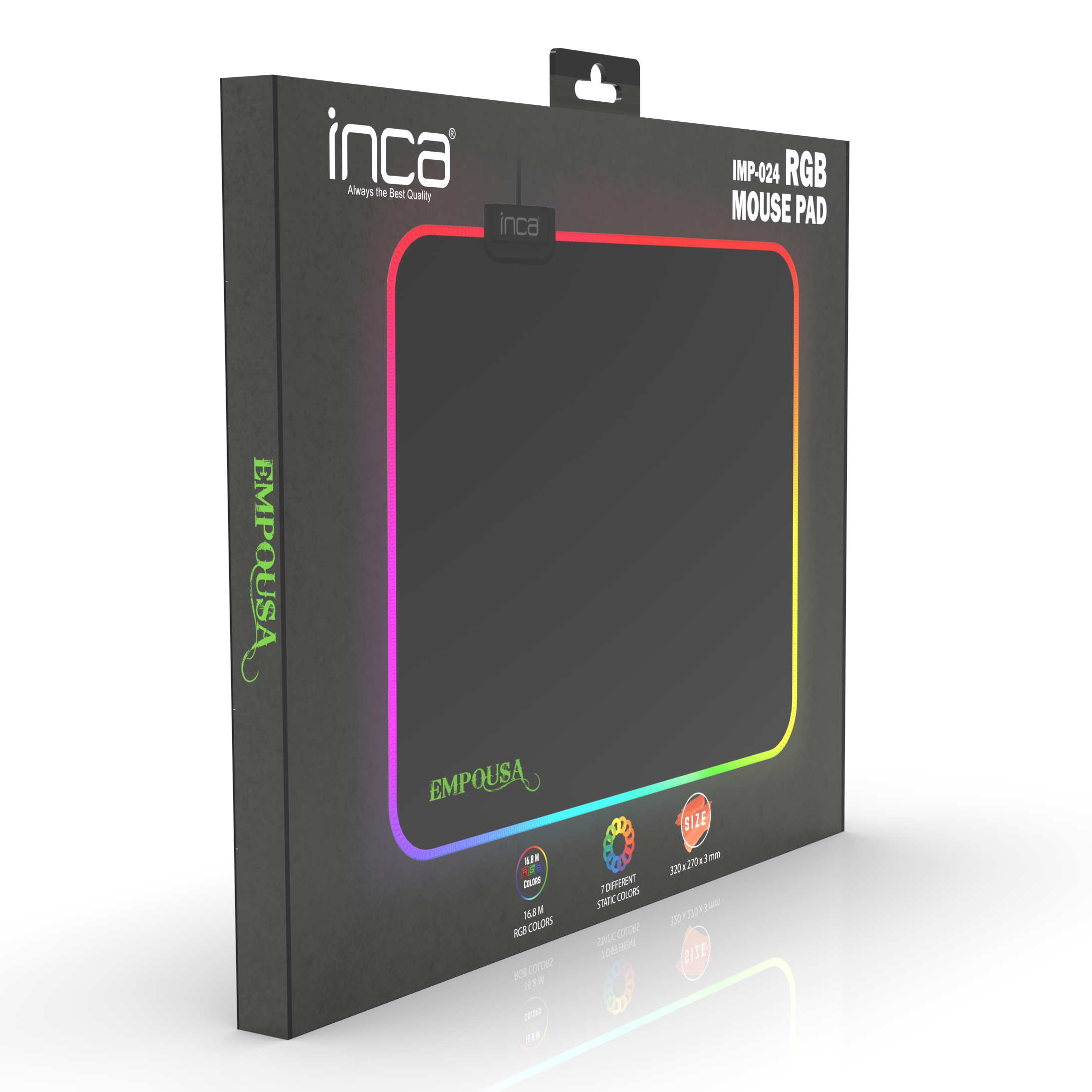 INCA Gaming Mauspad IMP-024 RGB 7 LED 320 x 270 x 3 mm Schwarz