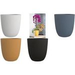 EDA Übertopf IRIS, Durchmesser: 125 mm, jeansblau aus Kunststoff, für den Innenbereich geeignet, geriffelte - 1 Stück (013321 B.JE SX5)