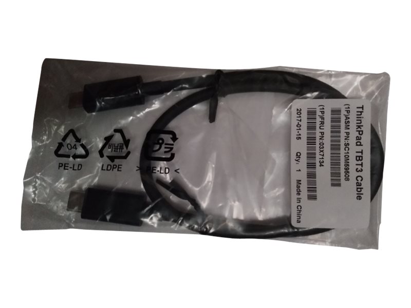 Lenovo Thunderbolt-Kabel 03X7134 Thunderbolt 3 USB Typ C 0,5 m Schwarz