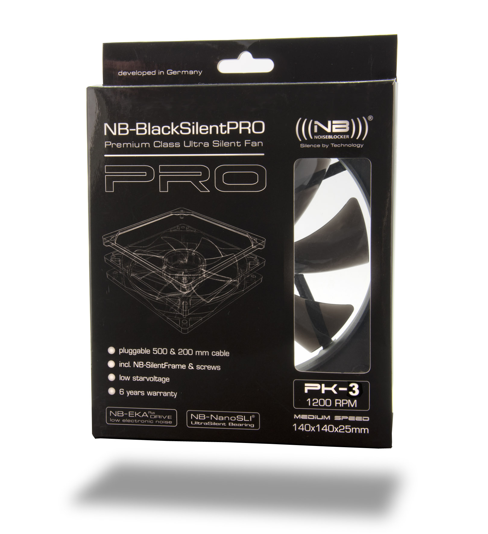 Noiseblocker BlackSilentPRO PK-3 Gehäuselüfter Schwarz