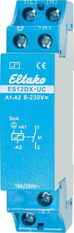 Eltako Stromstoß-Schalter ES12DX-UC, 1 Schließer 16 A ES12DX-UC 8 - 230 V/UC oder 230 V 1 Schließer 16 A 250 V/AC (Glühl (21100002)