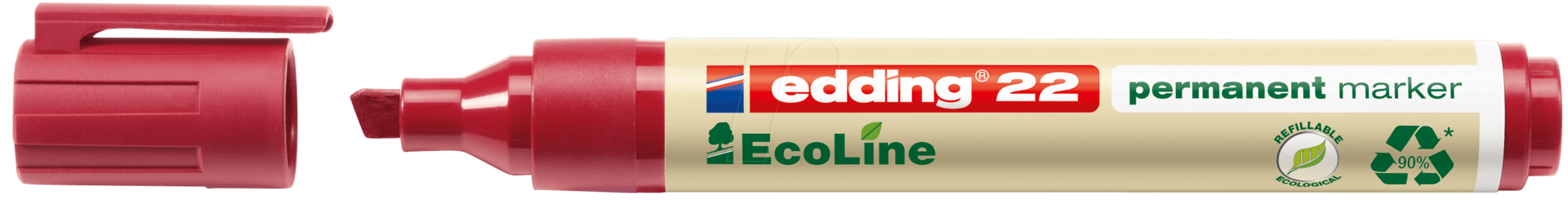 Edding 22 EcoLine Permanent-Marker Rot Meißel (4-22002)