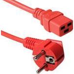 ACT Powercord mains connector CEE7/7 male (angled) - C19 red 1.20 m POWERCORD SCHUKO-C19 RED 1.20M (AK5168)