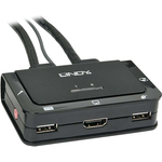 Lindy 2 Port Kabel KVM Switch, HDMI 10.2G, USB 2.0 & Audio Schaltet zwischen 2 HDMI-PCs mit einer einzigen Konsole aus Tastatur, Maus & Monitor (42340)