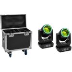 EUROLITE Set 2x LED TMH-B120 Hypno Moving-Head Beam + Flightcase mit Rollen
