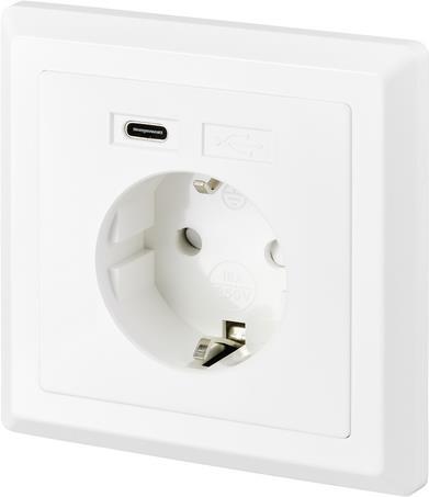 SY-5238674 Unterputz-Steckdose mit USB Weiß (SY-5238674)