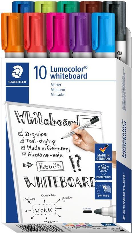 STAEDTLER Lumocolor 351 Whiteboard-Marker 2 mm farbsortiert (10 Stück)