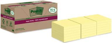 3M Post-it® Super Sticky Recycling Notes Haftnotizen extrastark gelb 18 Blöcke