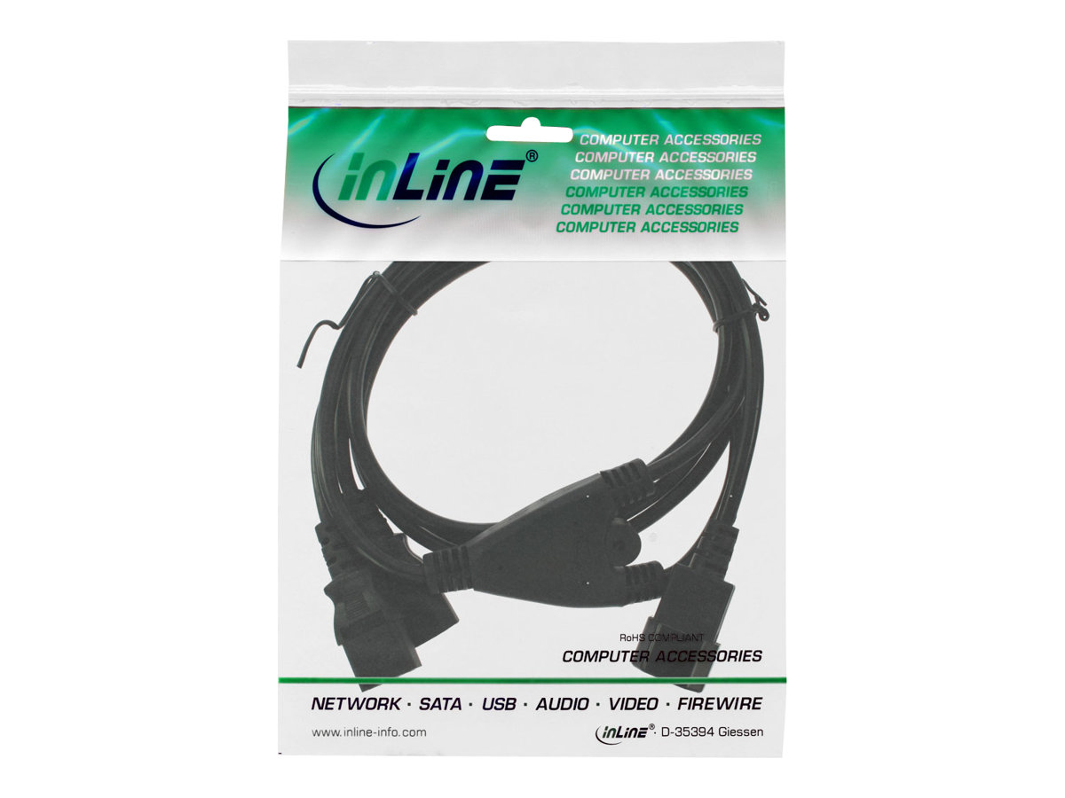 InLine SATA Strom-Y-Kabel, SATA Buchse an 2x Lüfter (2-polig) Stecker, 0,3 m, Schwarz/Gelb