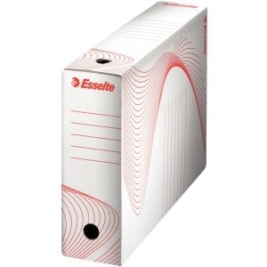 Esselte Archiv-Schachtel, Rückenbreite: 80 mm, weiß aus Wellpappe, mit Linienaufdruck als Organisationsleiste (49502)