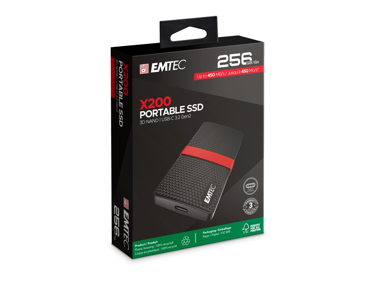 Emtec SSD Power Plus X200 Externe SSD 256 GB USB 3.2 Gen 1 Schwarz