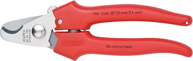 Knipex 95 05 165 Kabelschere Geeignet für (Abisoliertechnik) Alu- und Kupferkabel, ein- und mehrdrähtig 10 mm 24 mm² 3