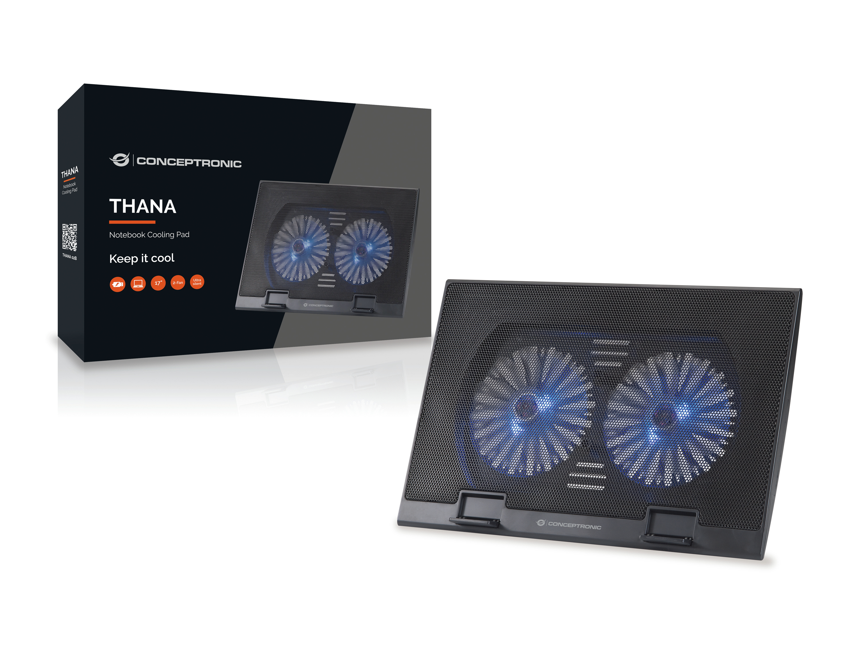 Conceptronic Thana 02B Notebook-Kühlpad 17" Schwarz