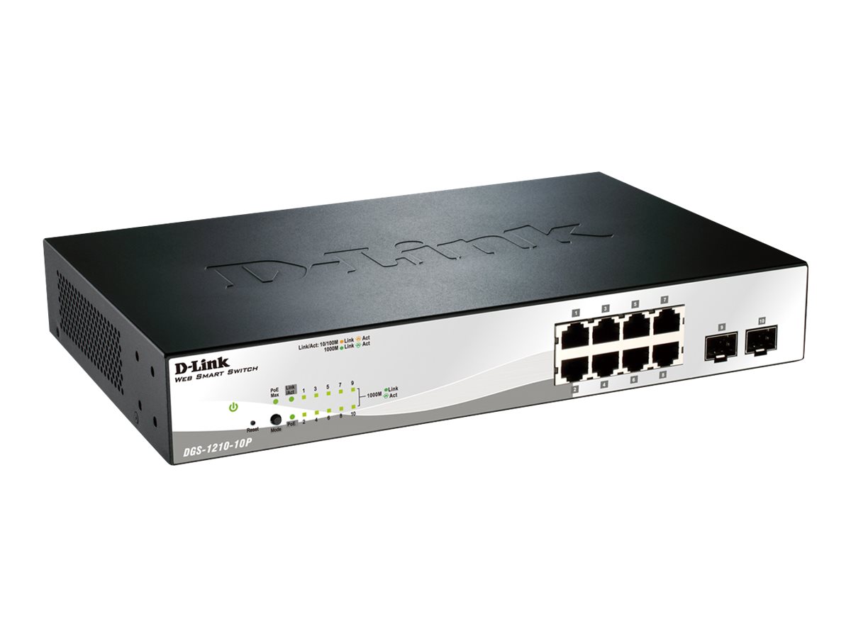 D-Link Web Smart DGS-1210-10P Managed Switch 10 Ports PoE+ Schwarz
