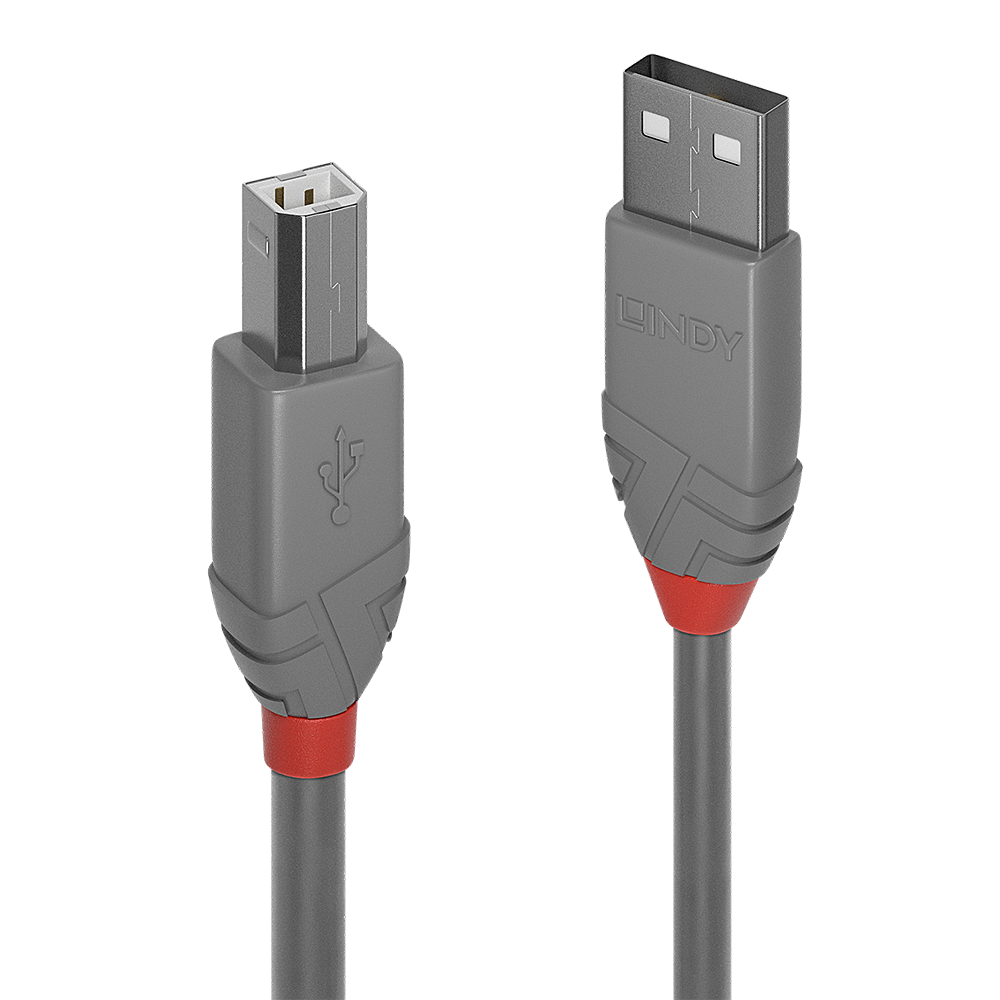 Lindy 1m USB 2.0 Typ A an B Kabel, Anthra Line, Grau USB Typ A Stecker an B Stecker, cool grey (36682)