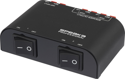 SpeaKa Professional 2 Port Lautsprecher-Umschalter Klemmanschluss Metallgehäuse Schwarz (SP-6518224)